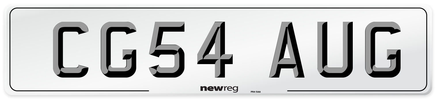 CG54 AUG Number Plate from New Reg
